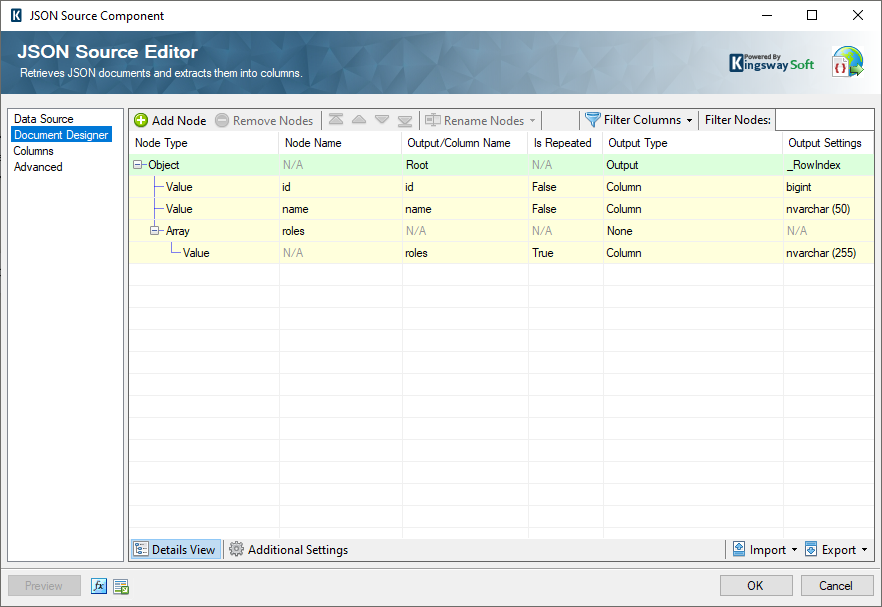 Array of values design 1