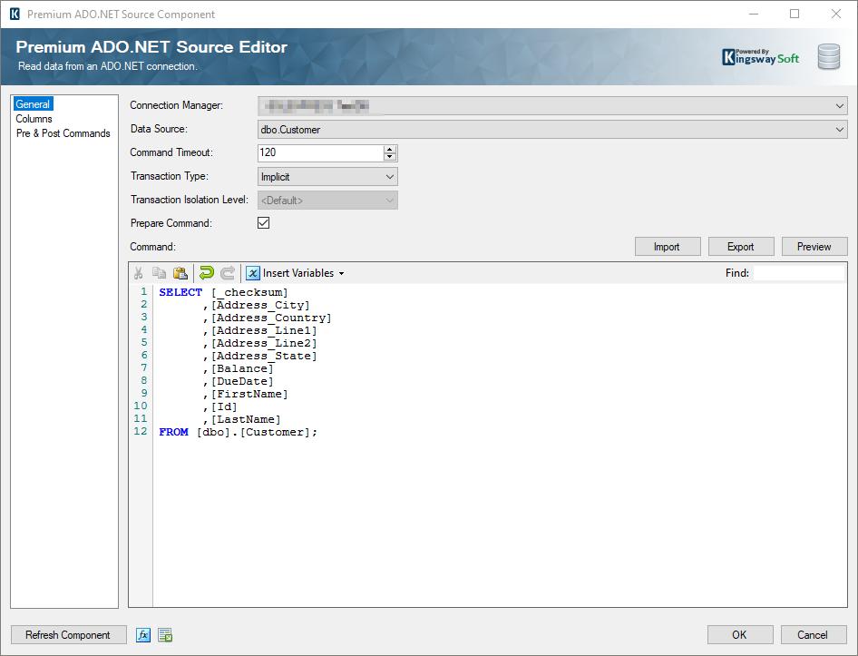 SSIS Premium ADO.NET Source component with Checksum Field SSIS Premium ADO.NET Source component with Checksum Field