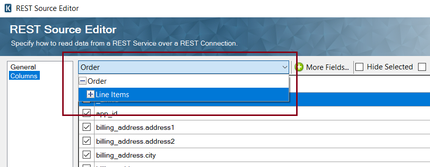 REST Source - Line Items REST Source - Line Items